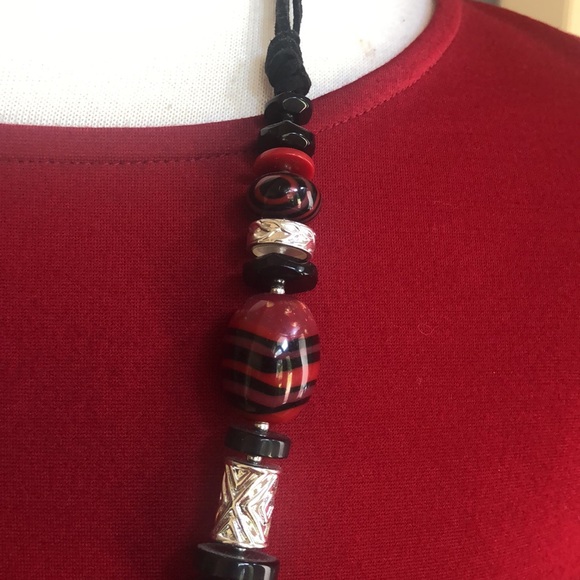COPY - Chico’s red and black beaded necklace with silver - Picture 6 of 6